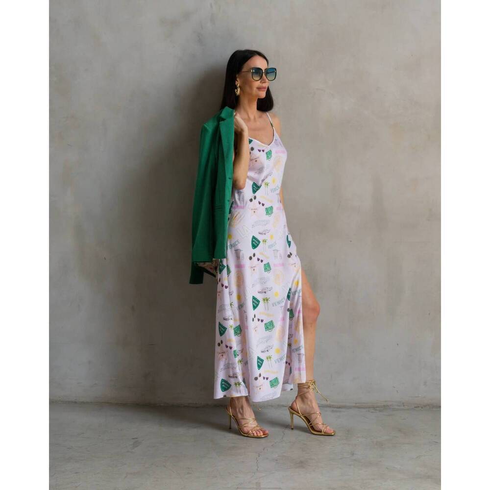 NEW CARE TUCKER lennon zipslip dress in all over la pattern